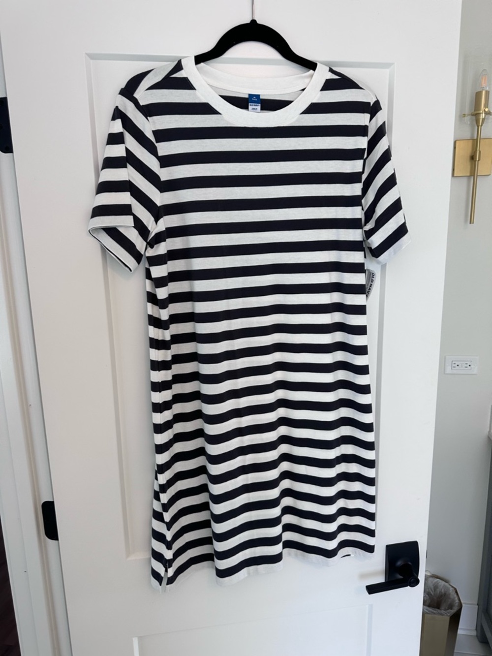 Old Navy Black and White Striped Tee Dress